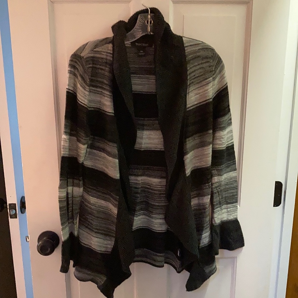WHBM grey and black striped cardigan